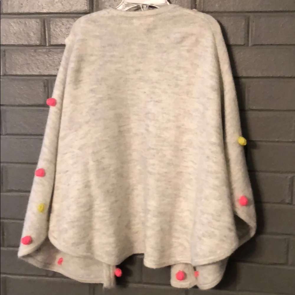 Cat & Jack poncho/wrap w/multi colored poms S/M - Picture 2 of 5
